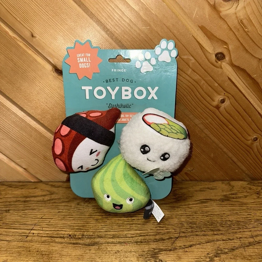 NEW Best Dog Toybox Sushiholic Sushi Dog Toy 3-pack Stuffed Squeakers Small Dogs